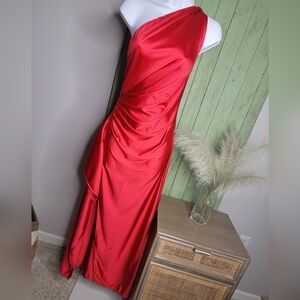 Women's One Shoulder High Split Cocktail Wedding Party Maxi Dress Small